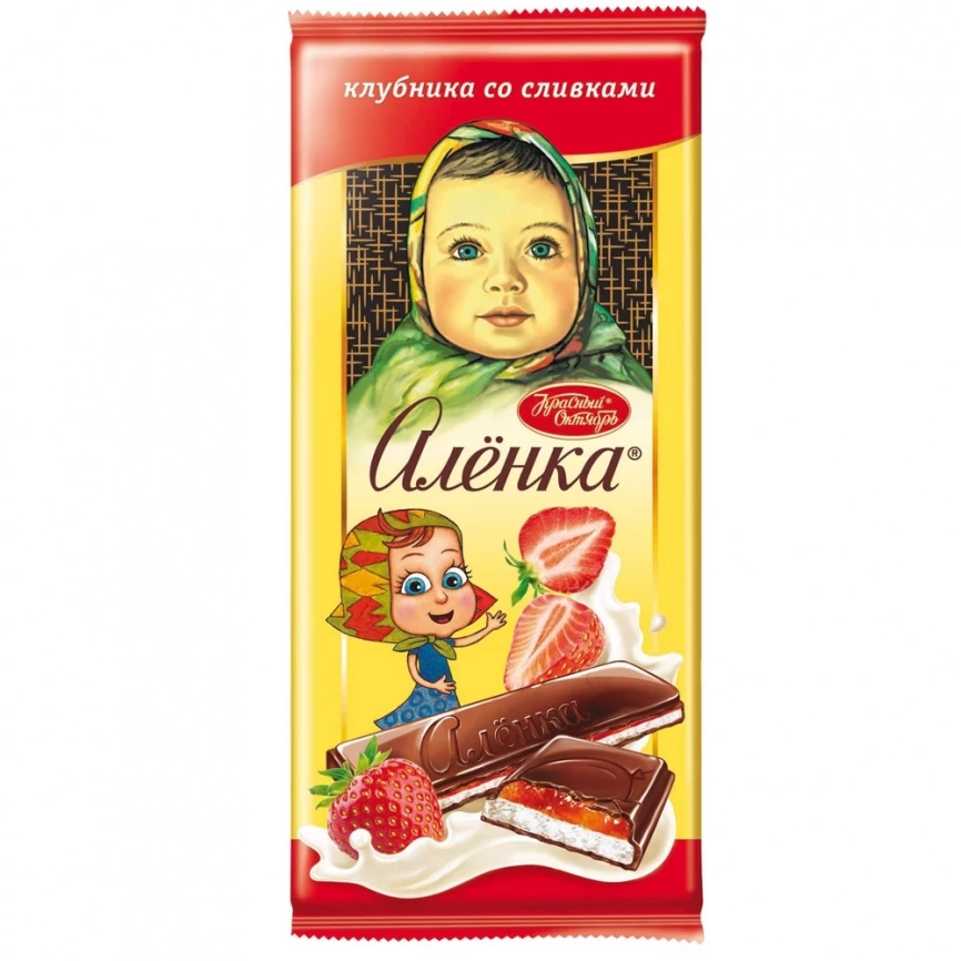 Шоколад Аленка с начинкой клубника со сливками 87 гр фото 1
